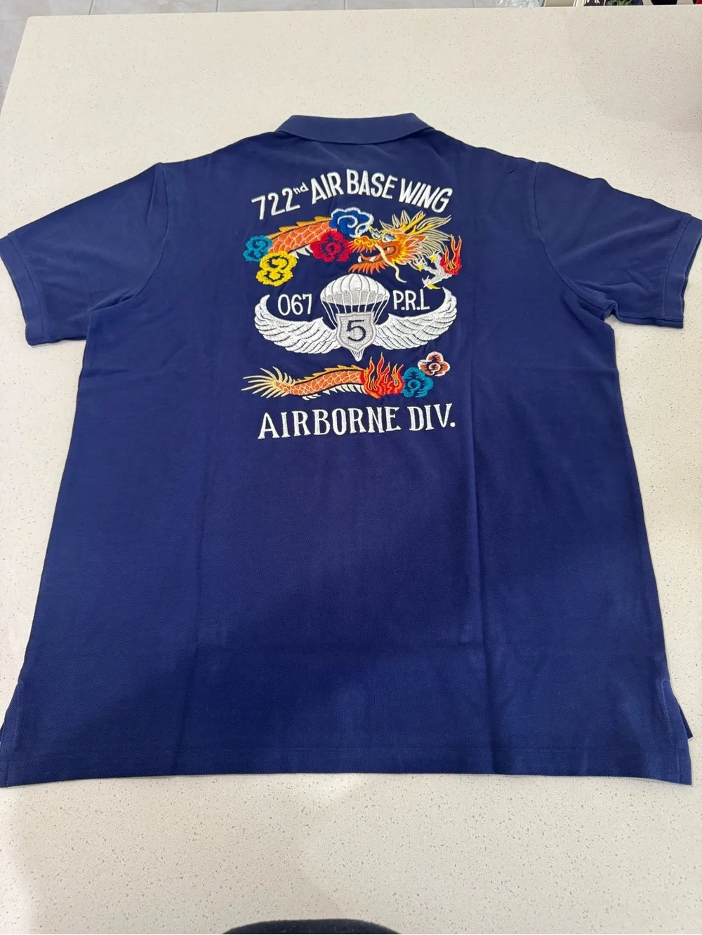 NWT Polo Ralph Lauren Tiger Embroidered Polo Shirt Dark Cobalt XL Custom Slim